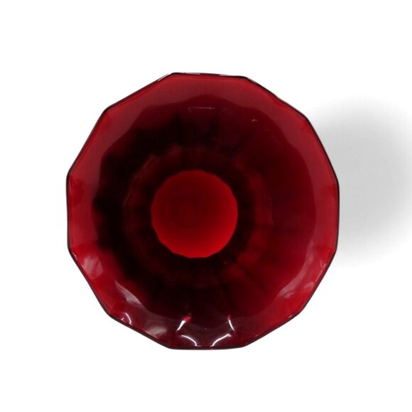 Vase RUBY Red PINEAPPLE Glass With Scalloped Flared Rim Vintage 9" Tall 1970s - Picture 7 of 10
